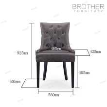 Chaise de salle à manger en bois bouleau gris tufté Chaise de salle à manger sans bras simple